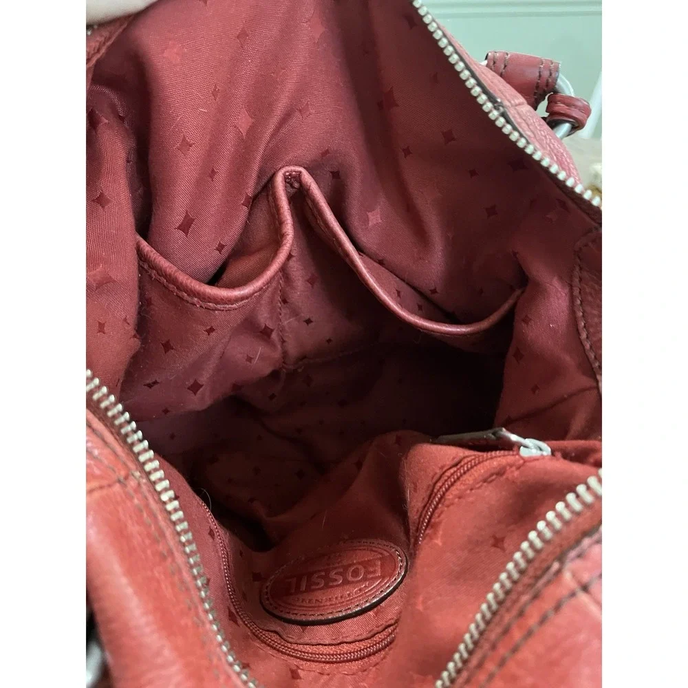 Vintage Red Fossil Long Live Vintage 1954 Key Shoulder Leather Bag With Key Y2K